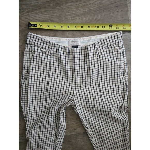 ANTHROPOLOGIE Essential Slim Pants Size 4 Womens Black/White Checkered Stretchy - Picture 7 of 9